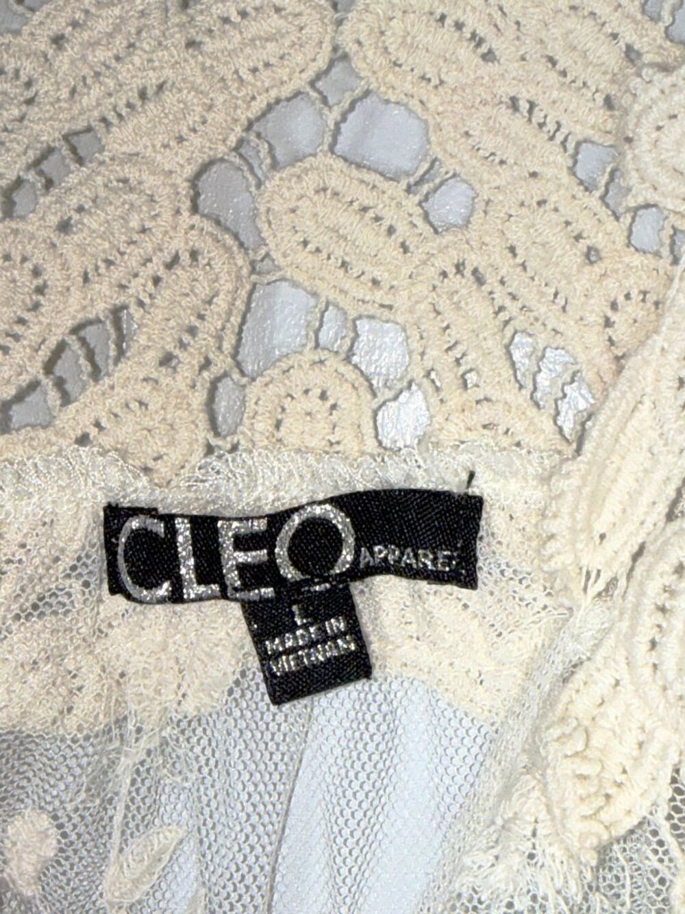 Cleo Apparel Lace Boho Floral Embroidered Scalloped Sheer Tank Top Blouse Top L - Picture 6 of 9